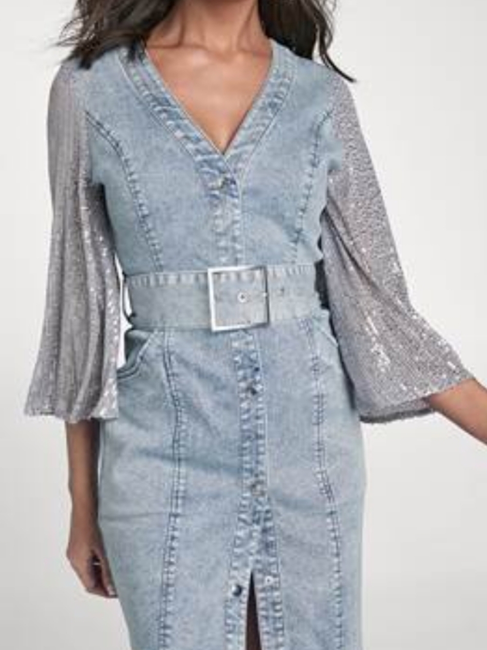 VENUS Light Blue Denim Garment with Black Logo Tag